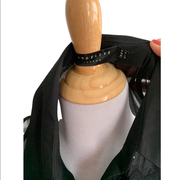 Angel Eye London | Sheer Black Button Up Full Length Sleeveless Dress - Picture 6 of 6